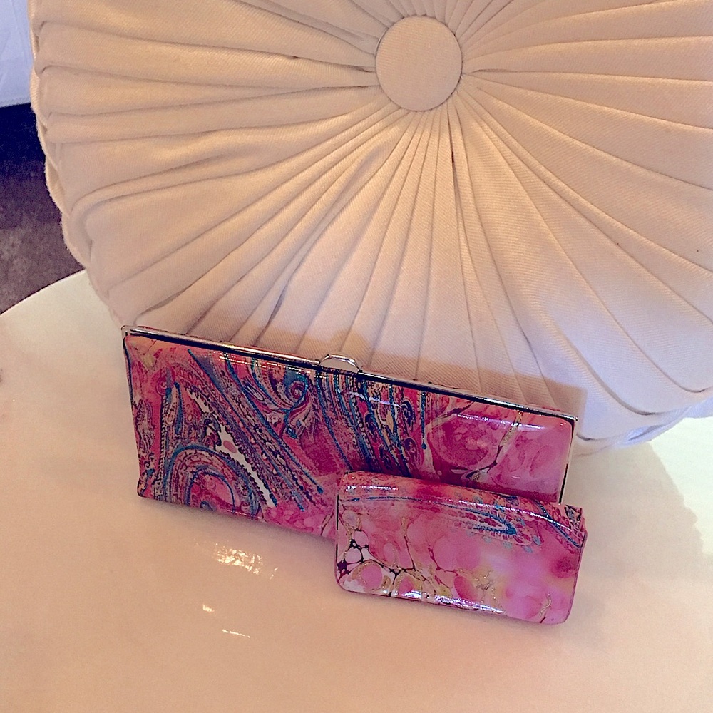 Lodis Pink and Red Paisley Key & New Card Holder Set